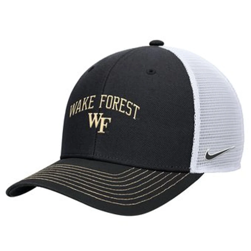 Men's Nike Black Wake Forest Demon Deacons Rise Adjustable Trucker Hat