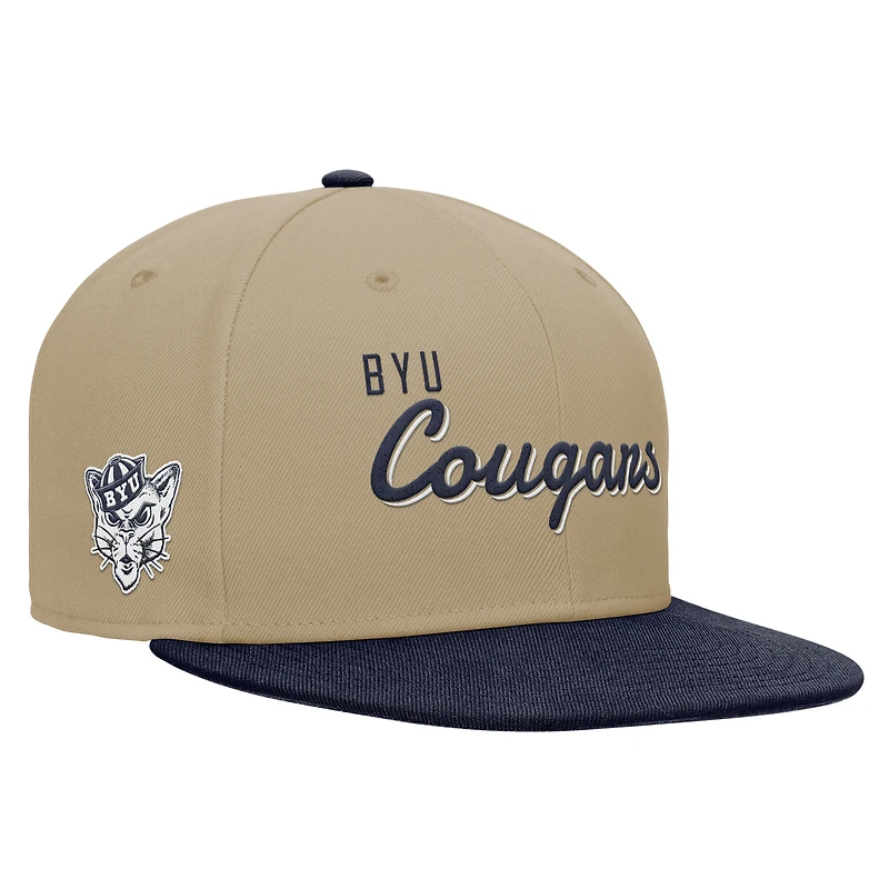 Men's Nike Beige/Navy BYU Cougars Pro Dri-FIT Snapback Hat