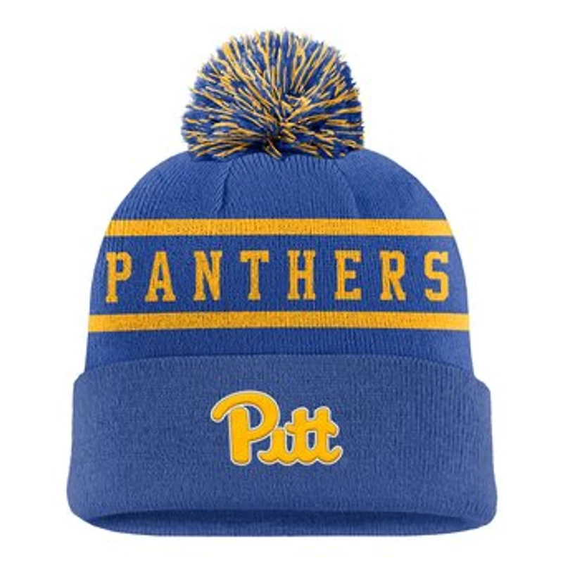 Men's Nike Royal Pitt Panthers Peak Cuffed Knit Hat with Pom
