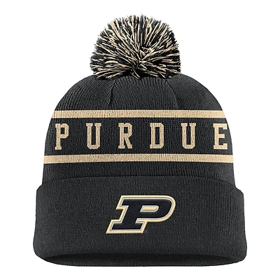 Men's Nike Black Purdue Boilermakers Peak Cuffed Knit Hat with Pom