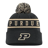 Men's Nike Black Purdue Boilermakers Peak Cuffed Knit Hat with Pom