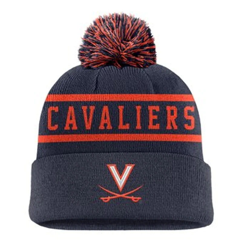 Men's Nike Navy Virginia Cavaliers Peak Cuffed Knit Hat with Pom