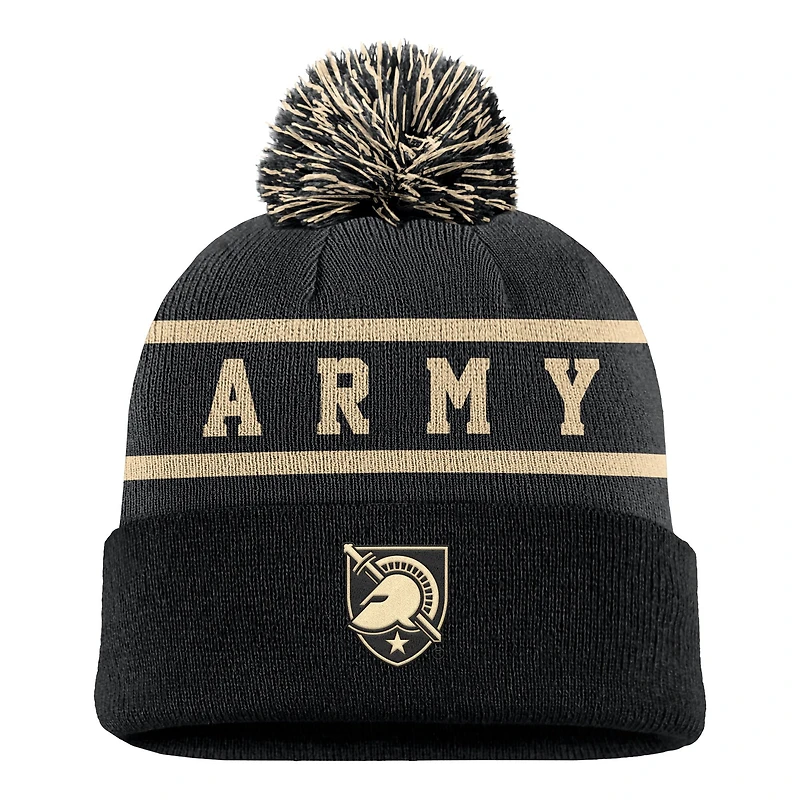 Men's Nike Black Army Black Knights Peak Cuffed Knit Hat with Pom