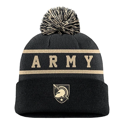 Men's Nike Black Army Black Knights Peak Cuffed Knit Hat with Pom