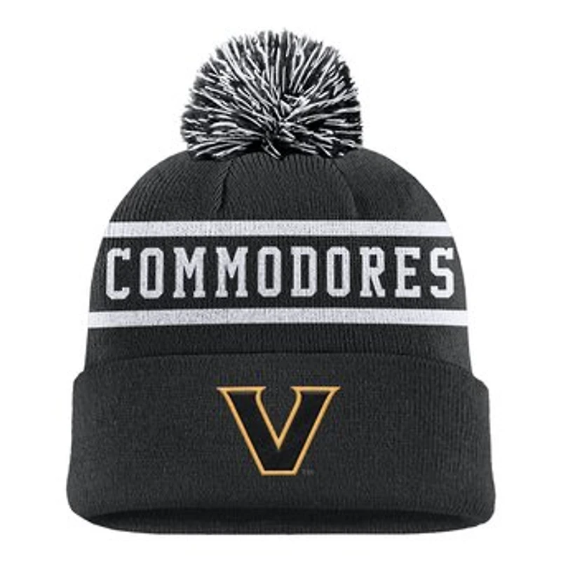 Men's Nike Black Vanderbilt Commodores Peak Cuffed Knit Hat with Pom