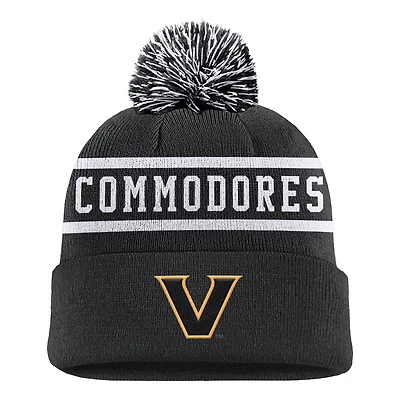 Men's Nike Black Vanderbilt Commodores Peak Cuffed Knit Hat with Pom