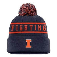 Men's Nike Navy Illinois Fighting Illini Peak Cuffed Knit Hat with Pom