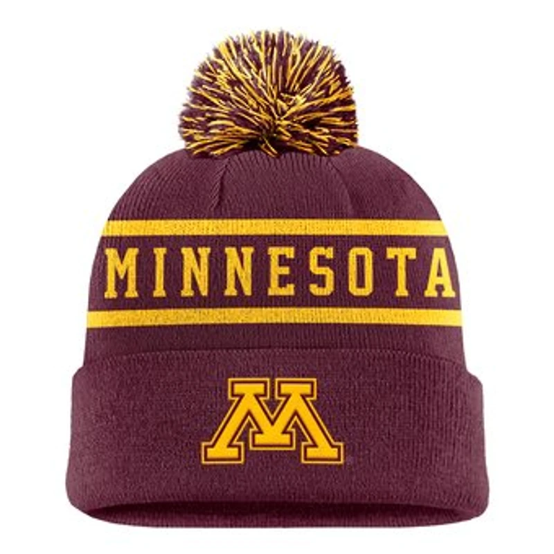 Men's Nike Maroon Minnesota Golden Gophers Peak Cuffed Knit Hat with Pom
