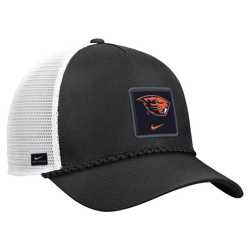 Men's Nike Black Oregon State Beavers 2026 On-Field Rope Adjustable Trucker Hat