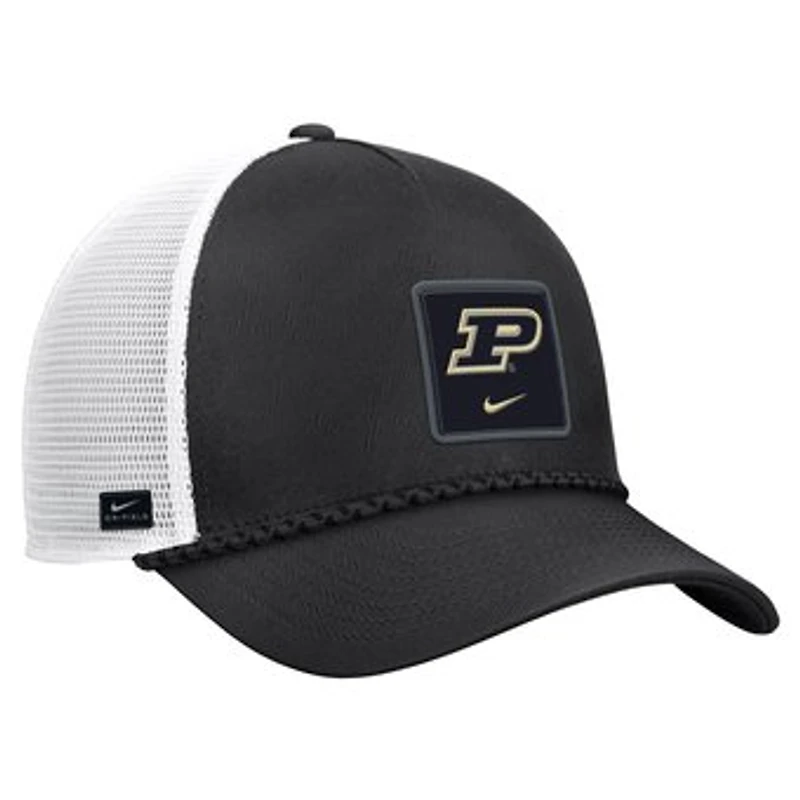 Men's Nike Black Purdue Boilermakers 2026 On-Field Rope Adjustable Trucker Hat