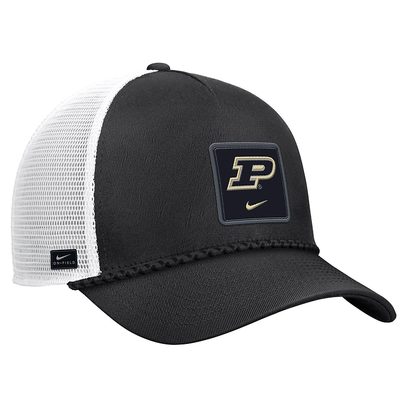 Men's Nike Black Purdue Boilermakers 2026 On-Field Rope Adjustable Trucker Hat