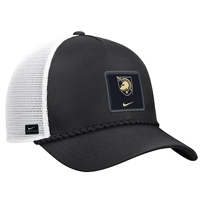 Men's Nike Black Army Black Knights 2026 On-Field Rope Adjustable Trucker Hat