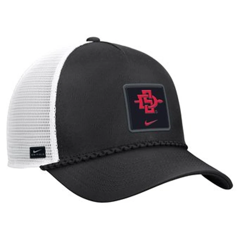 Men's Nike Black San Diego State Aztecs 2026 On-Field Rope Adjustable Trucker Hat