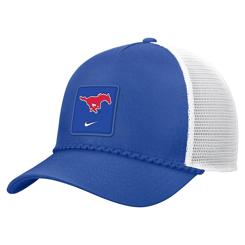 Men's Nike Royal SMU Mustangs 2026 On-Field Rope Adjustable Trucker Hat