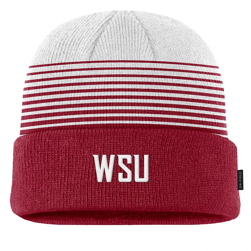 Men's Nike Crimson/White Washington State Cougars 2026 On-Field Gradient Terra Cuffed Knit Hat