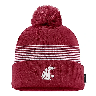 Men's Nike Crimson Washington State Cougars 2026 On-Field Peak Cuffed Knit Hat with Pom