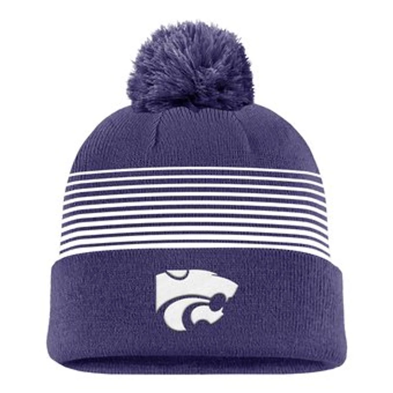 Men's Nike Purple Kansas State Wildcats 2026 On-Field Peak Cuffed Knit Hat with Pom
