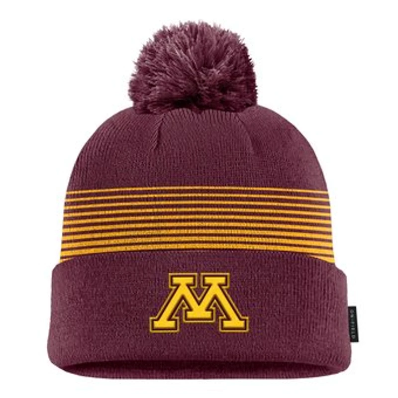 Men's Nike Maroon Minnesota Golden Gophers 2026 On-Field Peak Cuffed Knit Hat with Pom