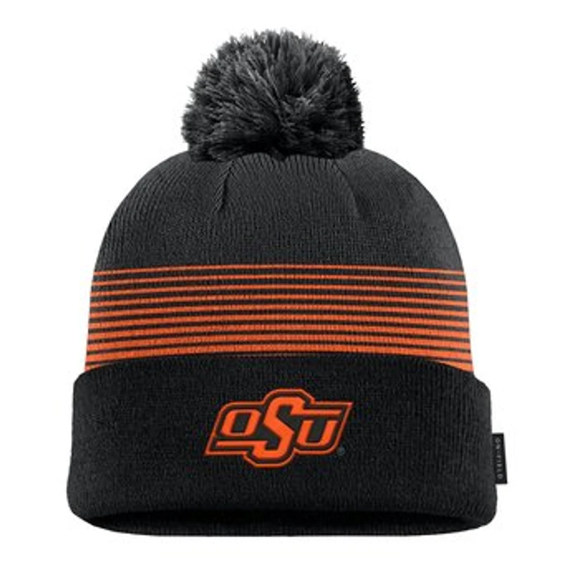 Men's Nike Black Oklahoma State Cowboys 2026 On-Field Peak Cuffed Knit Hat with Pom