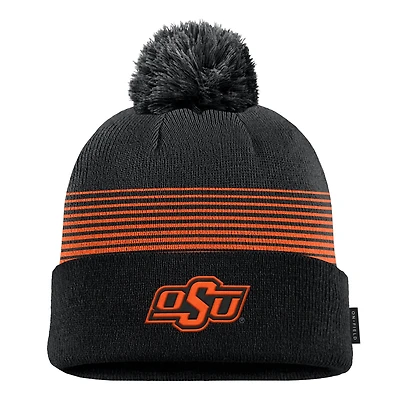 Men's Nike Black Oklahoma State Cowboys 2026 On-Field Peak Cuffed Knit Hat with Pom