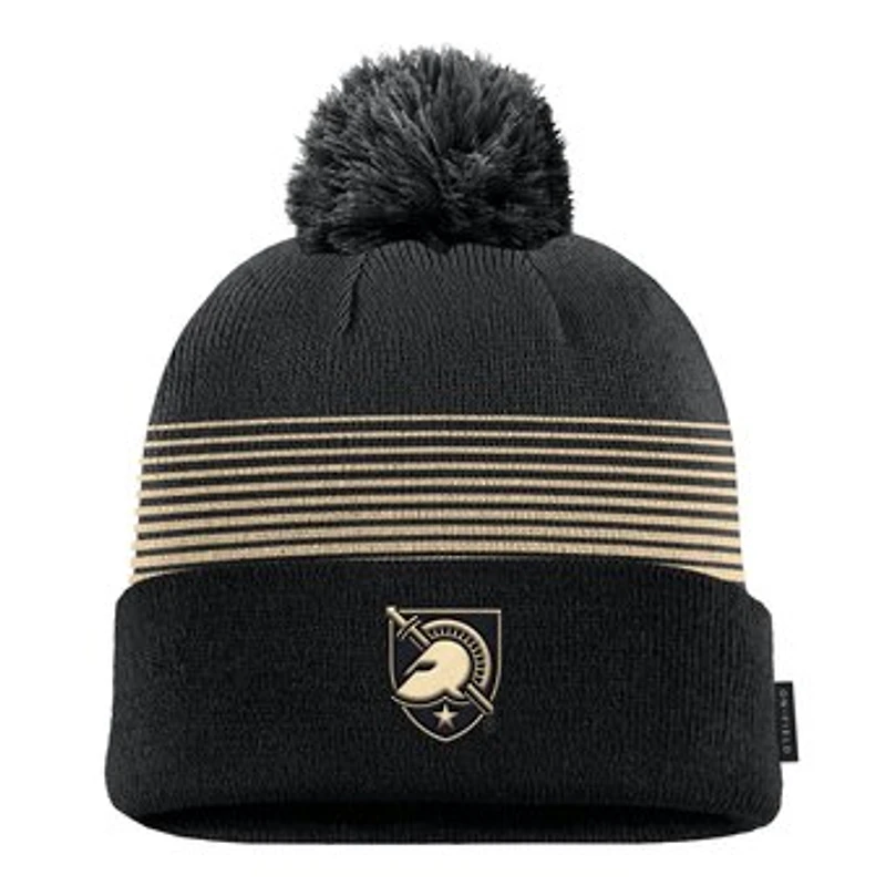 Men's Nike Black Army Black Knights 2026 On-Field Peak Cuffed Knit Hat with Pom