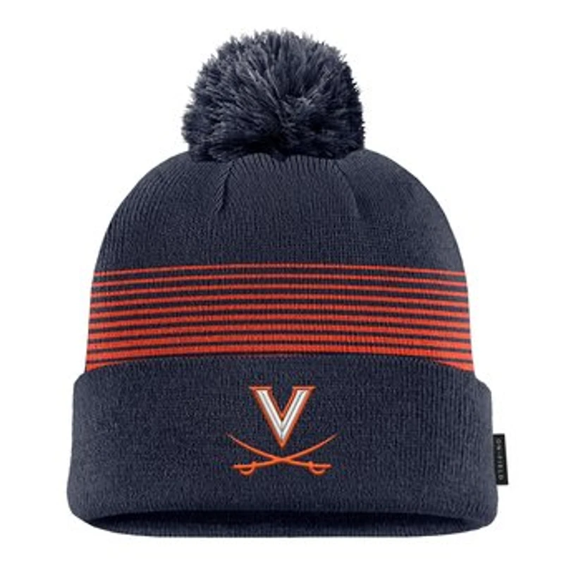 Men's Nike Navy Virginia Cavaliers 2026 On-Field Peak Cuffed Knit Hat with Pom