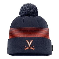 Men's Nike Navy Virginia Cavaliers 2026 On-Field Peak Cuffed Knit Hat with Pom