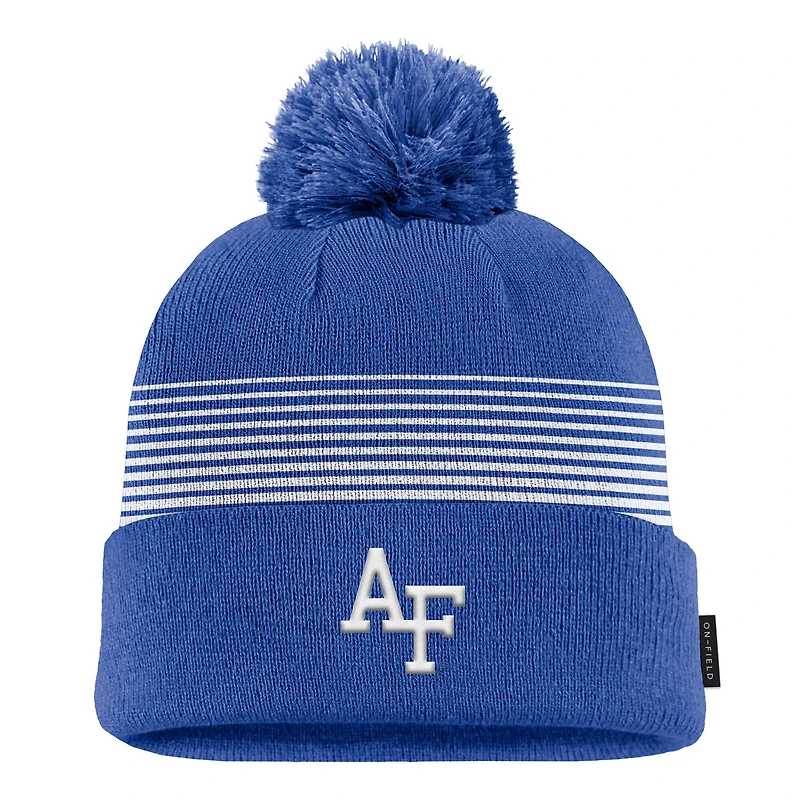 Men's Nike Royal Air Force Falcons 2026 On-Field Peak Cuffed Knit Hat with Pom