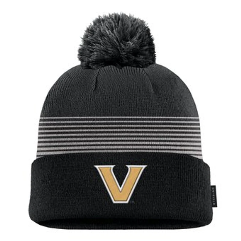 Men's Nike Black Vanderbilt Commodores 2026 On-Field Peak Cuffed Knit Hat with Pom