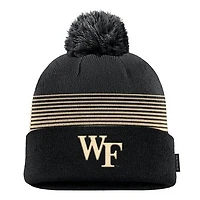Men's Nike Black Wake Forest Demon Deacons 2026 On-Field Peak Cuffed Knit Hat with Pom