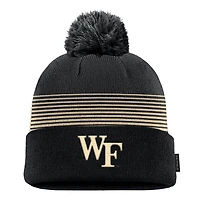Men's Nike Black Wake Forest Demon Deacons 2026 On-Field Peak Cuffed Knit Hat with Pom