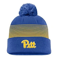 Men's Nike Royal Pitt Panthers 2026 On-Field Peak Cuffed Knit Hat with Pom