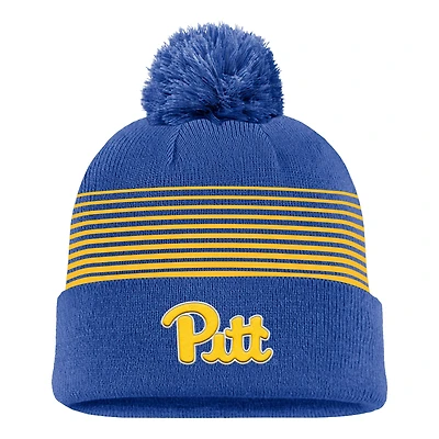 Men's Nike Royal Pitt Panthers 2026 On-Field Peak Cuffed Knit Hat with Pom