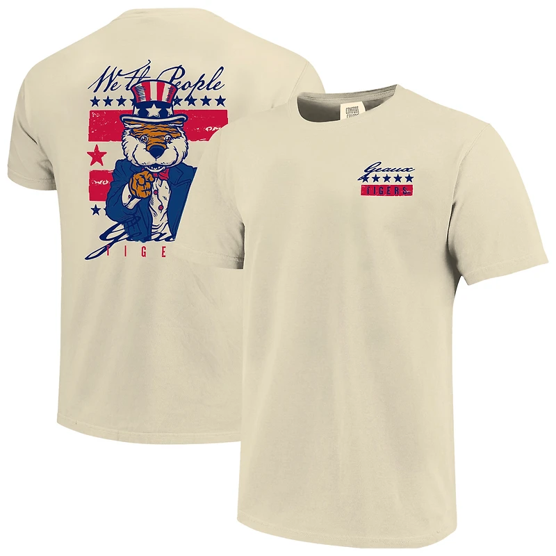 Men's Cream LSU Tigers Uncle Sam Mascot T-Shirt
