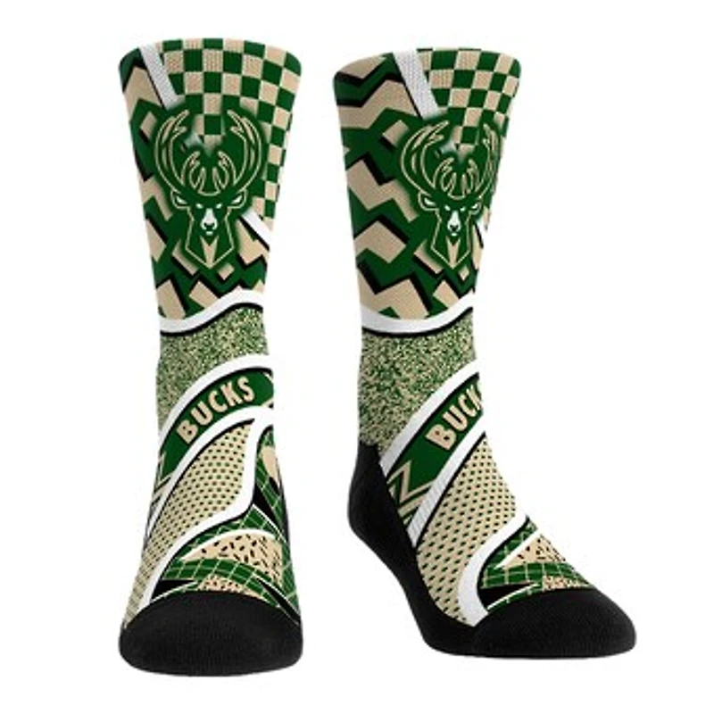 Youth Rock Em Socks Milwaukee Bucks Ball Pattern Crew Socks