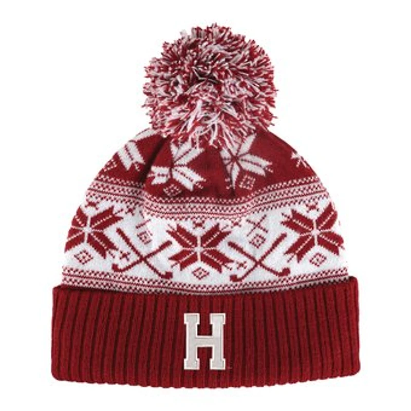 Unisex Ahead  Crimson Harvard Crimson Cuffed Knit Hat with Pom