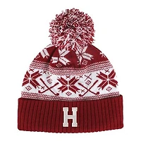 Unisex Ahead  Crimson Harvard Crimson Cuffed Knit Hat with Pom
