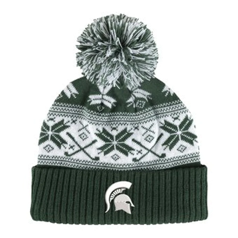 Unisex Ahead  Green Michigan State Spartans Cuffed Knit Hat with Pom
