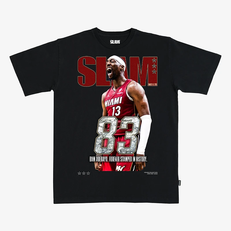 Unisex SLAM Bam Adebayo Black Miami Heat 83 Points Cover T-Shirt