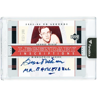 George Mikan Minneapolis Lakers Autographed 2003-04 Upper Deck Legends Legendary Inscriptions #LI-GM #12/100 Card with "Mr. Basketball" Inscription
