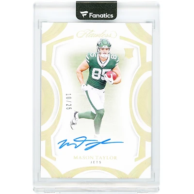 Mason Taylor New York Jets Autographed 2025 Panini Flawless Holo Gold Rookie Frame #RFS-MTR #10/25 Rookie Card