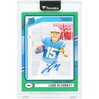 Ladd McConkey Los Angeles Chargers Autographed 2024 Panini Donruss Green #328 Rookie Card