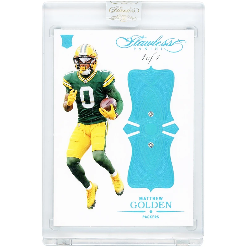 Matthew Golden Green Bay Packers 2025 Panini Flawless Anniversary Platinum Dual Diamond Relics #12 #1/1 Rookie Card