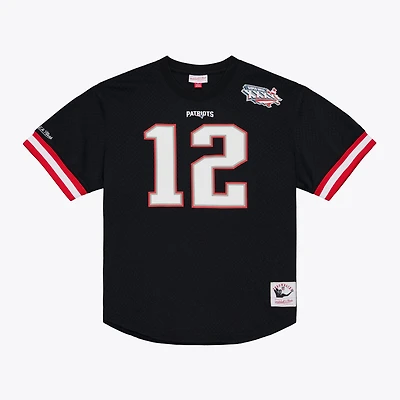 Men's Mitchell & Ness Tom Brady Black New England Patriots Retired Player Name & Number Mesh Top