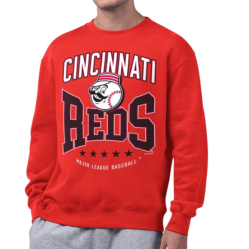 Men's Starter Red Cincinnati Reds Center Squeeze Fleece Sweatshirt