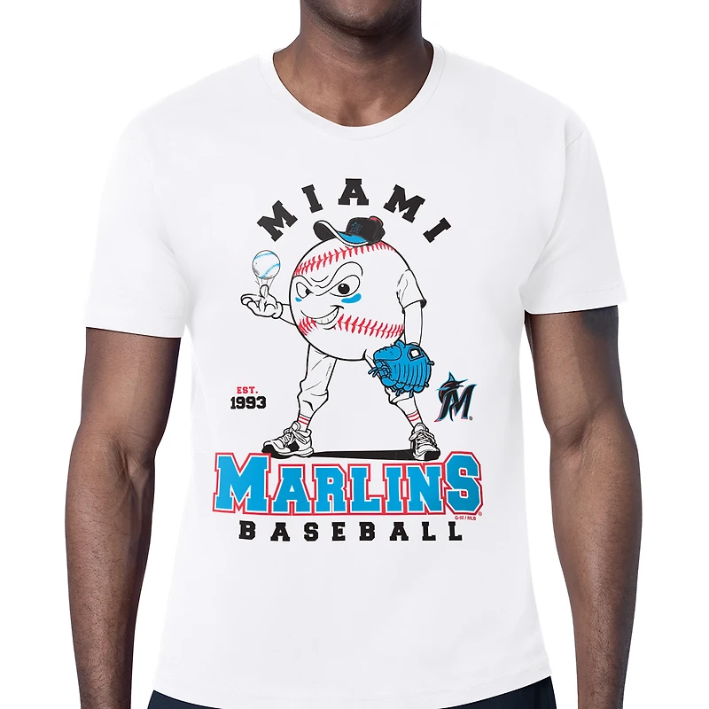 Men's Starter  White Miami Marlins Baseball Character T-Shirt