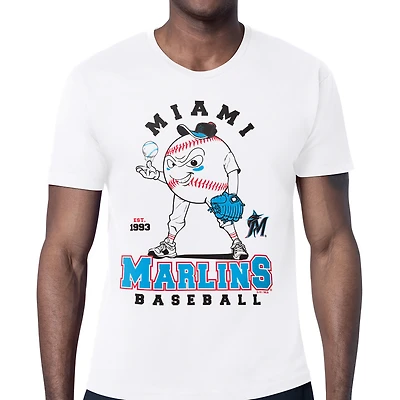 Men's Starter  White Miami Marlins Baseball Character T-Shirt