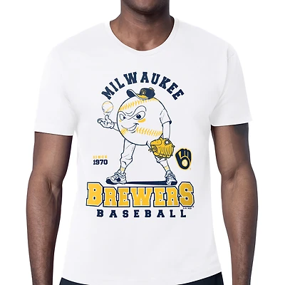 Men's Starter  White Milwaukee Brewers Baseball Character T-Shirt