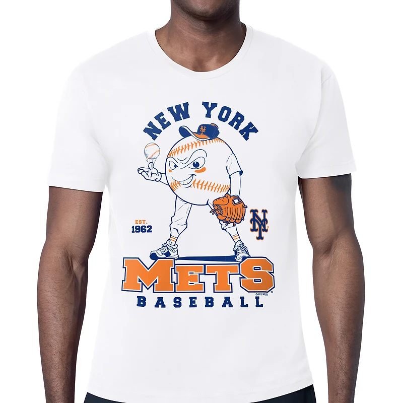 Men's Starter  White New York Mets Baseball Character T-Shirt