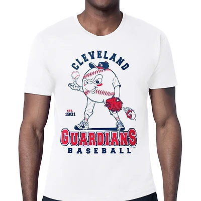 Men's Starter  White Cleveland Guardians Baseball Character T-Shirt